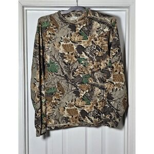Vintage L.L. Bean Camouflage Pocket Tee Shirt Size S/M No Size Tag Hunting Camo